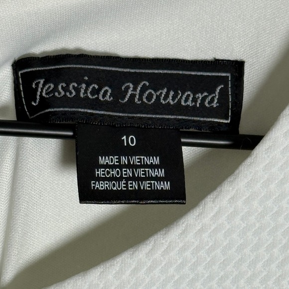 Jessica‎ Howard Womens Dress 10 White Gold Textured Trapeze Bride 60s Daisy - Picture 4 of 10